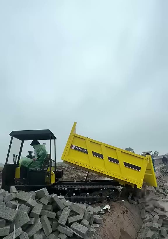 Xe rùa bánh xích 4 tấn nâng ben đổ gạch