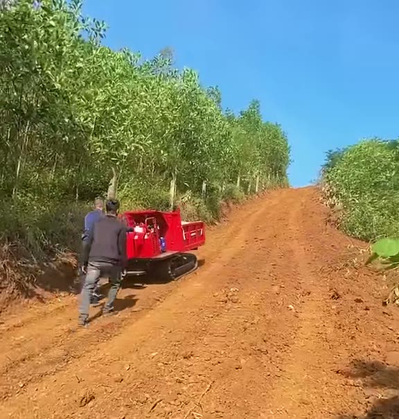 Xe rùa bánh xích 1,5 tấn leo dốc đất đỏ giữa đồi keo